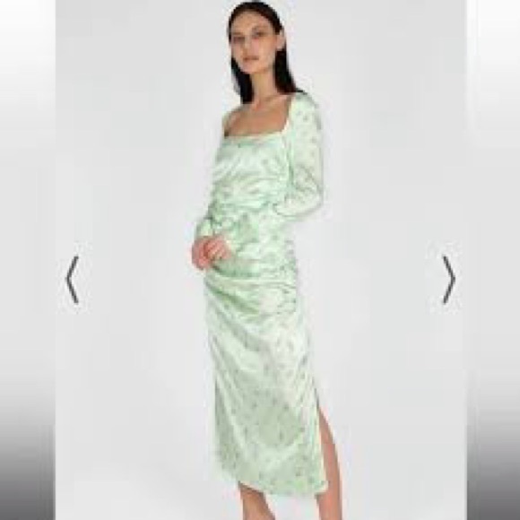 Ganni Light Green Floral Long Sleeve Dress - Picture 11 of 12